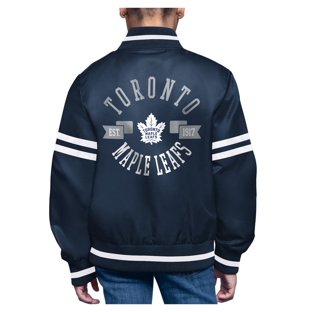  Toronto Maple Leafs Starter Youth Printed Logo Satin Varsity Full-Snap Jacket - Navy